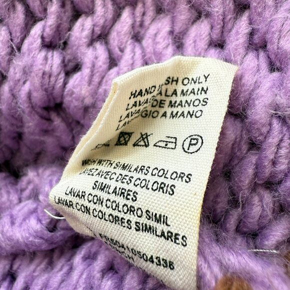 FRNCH Lorene Violet Camel Cardigan Sweater Women's Medium Chunky Knit Open Front - Picture 15 of 15